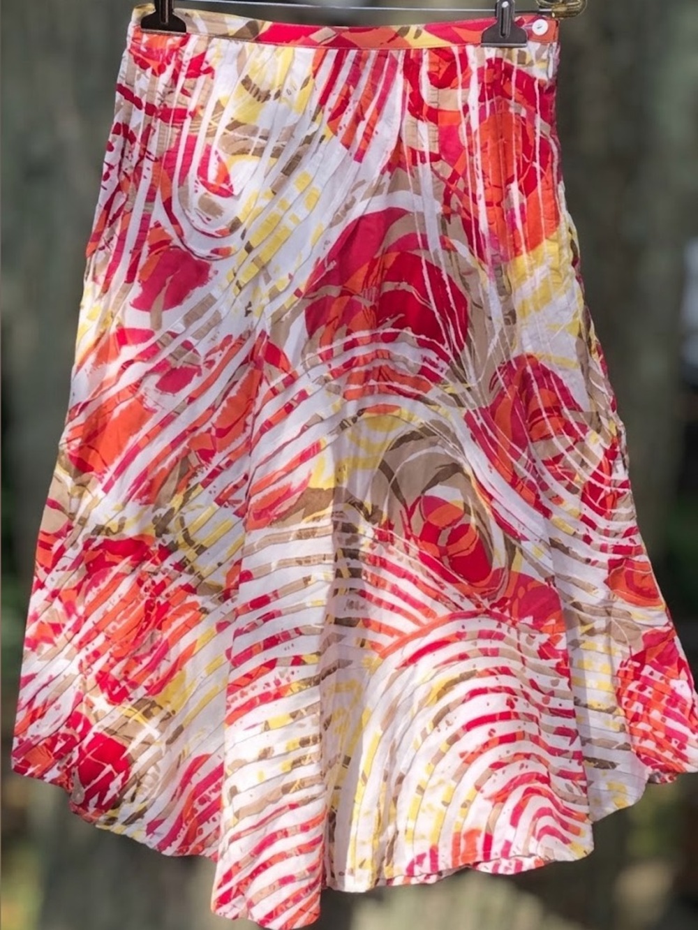 Chicos Abstract Swirl Midi Skirt Size 0 Small S 4 Cotton A Line Boho Summer